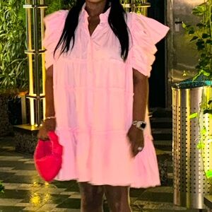 Nichole Lynel Babydoll Pink Ruffle Dress